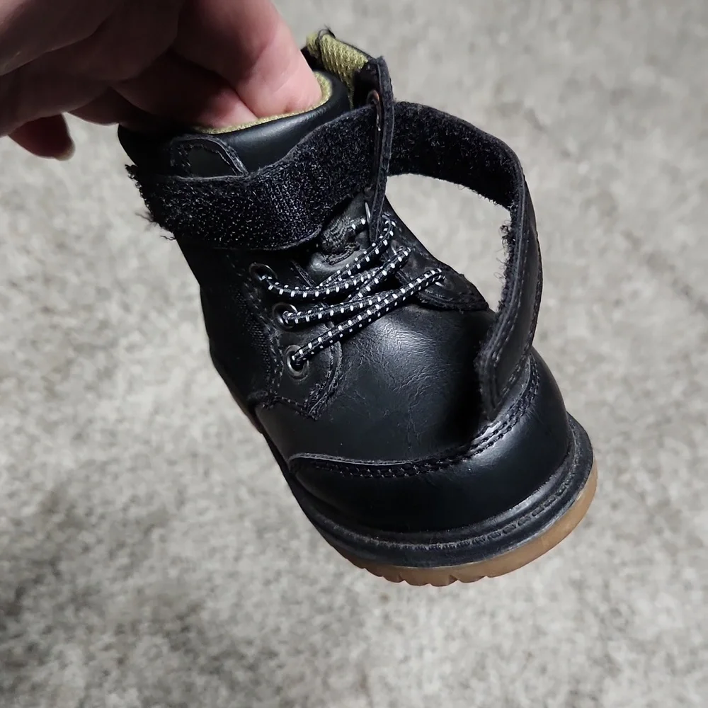Wonder Nation Combat Black Boots Size 2
